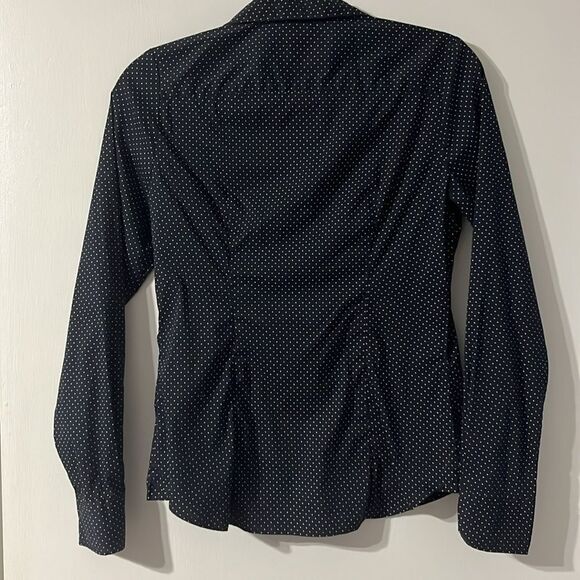 H&M Button-down Blouse Navy Polka Dots Size 6  / Small - Picture 3 of 3